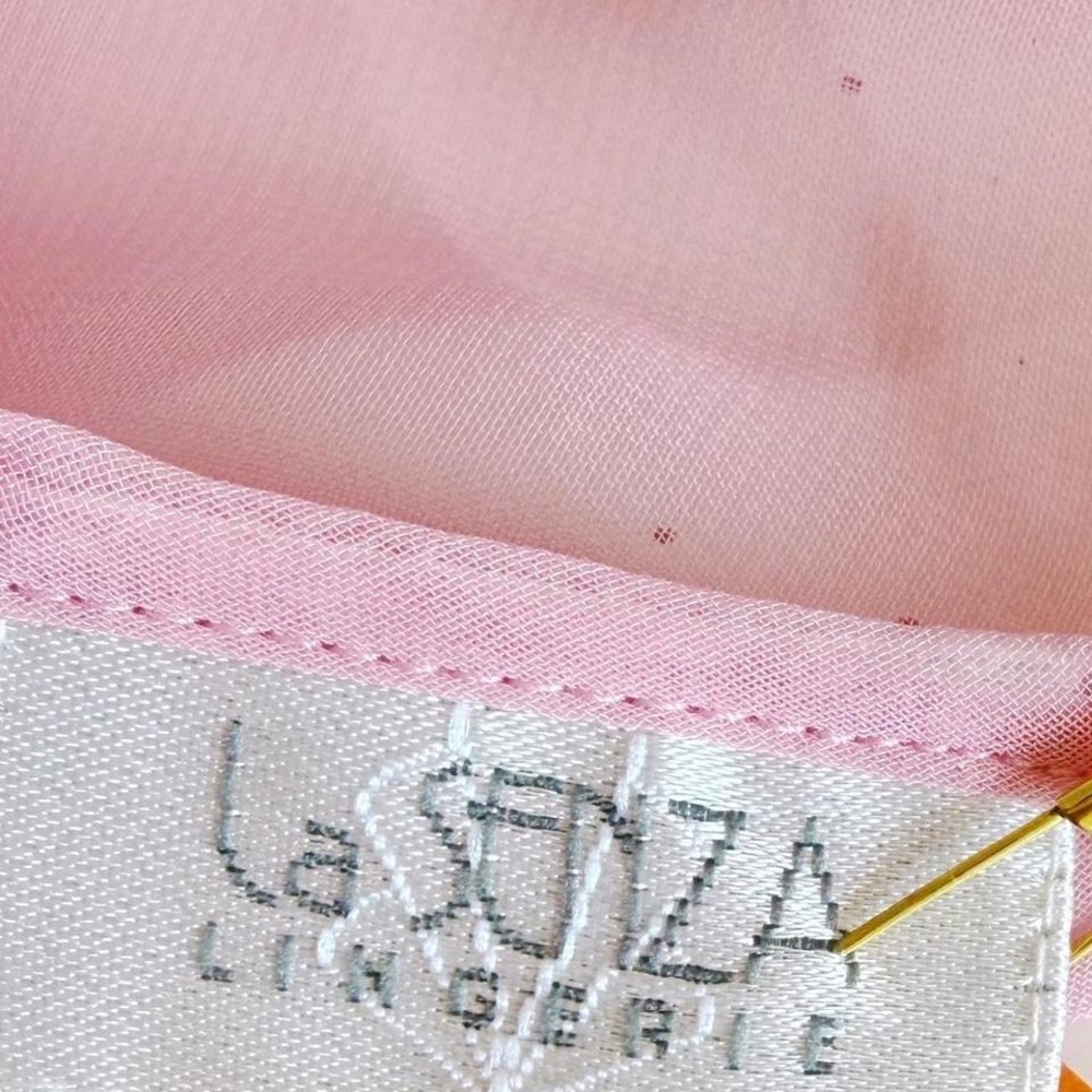 Y2K 2000s baby pink sheer ruffle lasenza tank - Picture 6 of 6